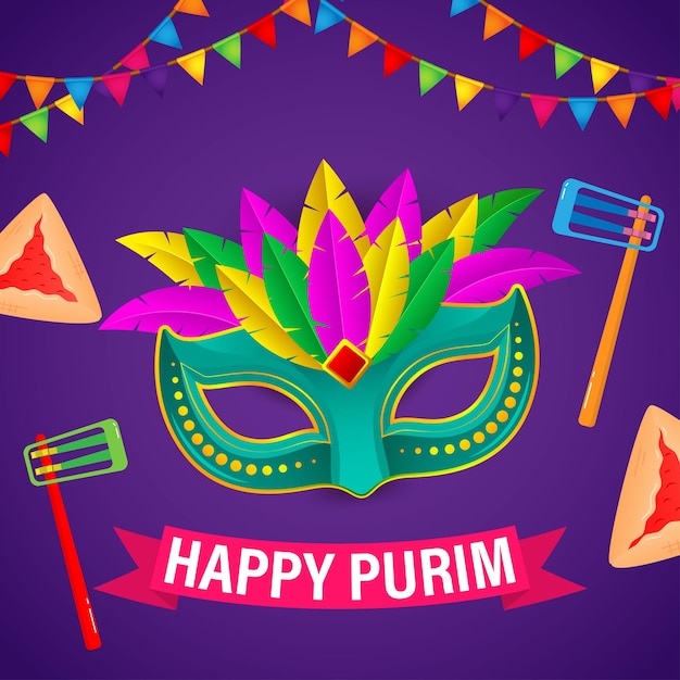 Ilustración vectorial para el saludo del festival de purim