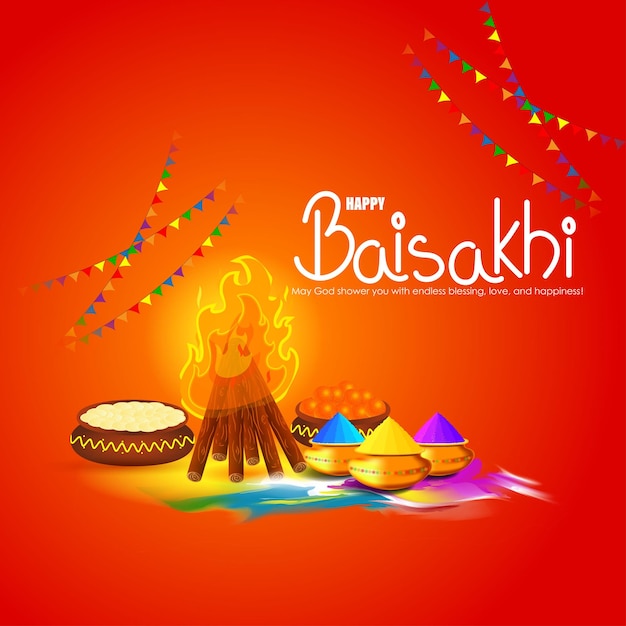 Ilustración vectorial para el saludo Happy Baisakhi