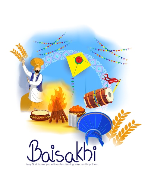 Ilustración vectorial para el saludo happy baisakhi