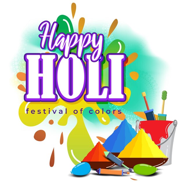 Ilustración vectorial del saludo Happy Holi