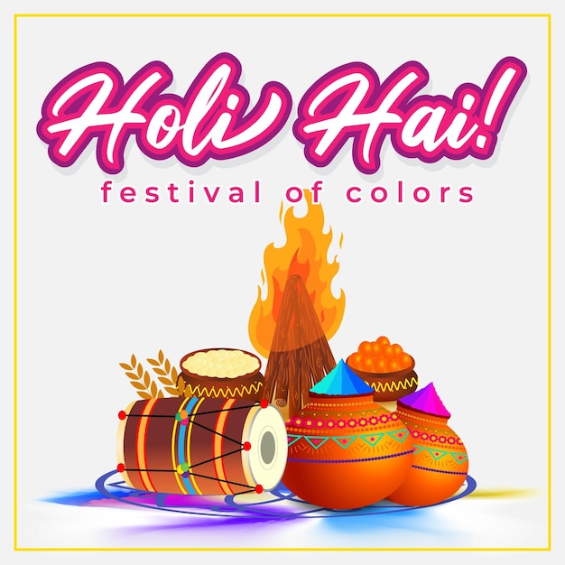 Ilustración vectorial del saludo happy holi