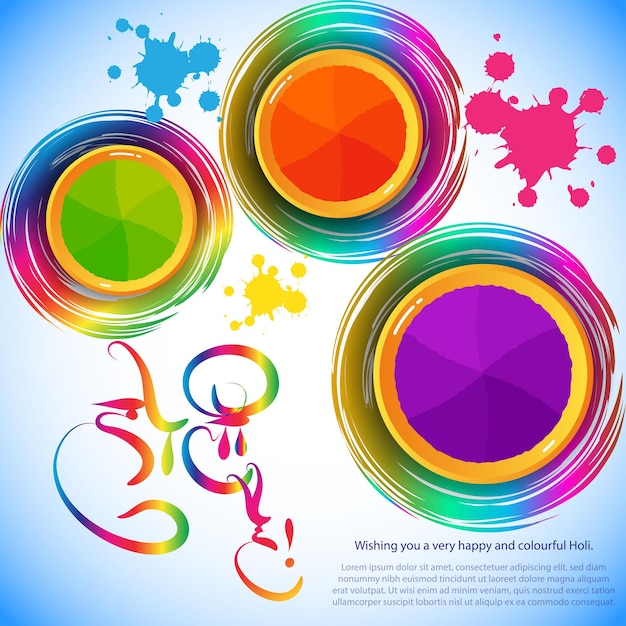 Ilustración vectorial del saludo Happy Holi