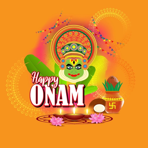 Ilustración vectorial para el saludo de Happy Onam