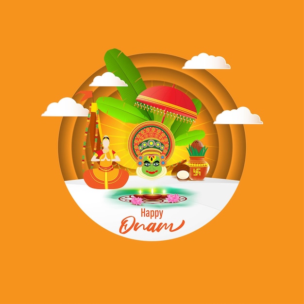 Vector ilustración vectorial para el saludo de happy onam