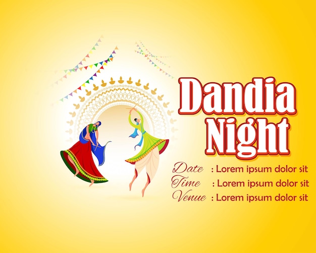 Ilustración vectorial para el saludo nocturno de dandiya