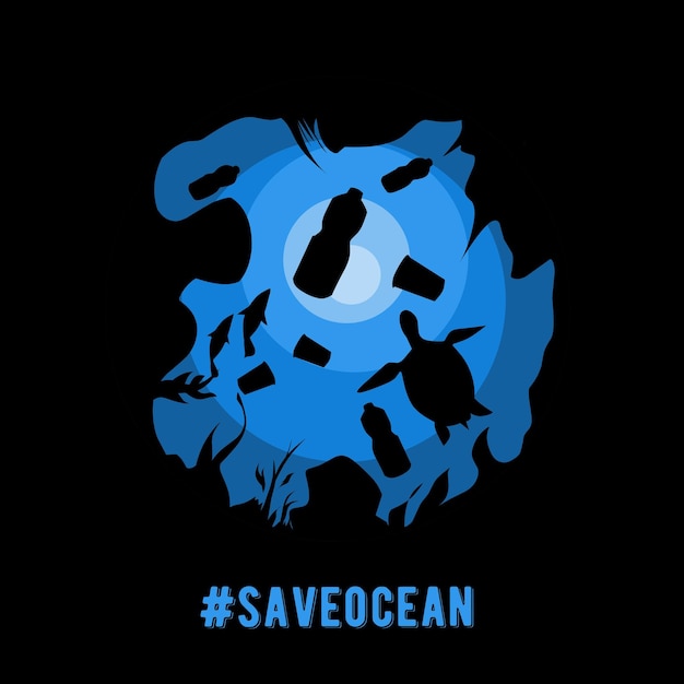 ilustración vectorial de salvar el océano de la botella, etc.