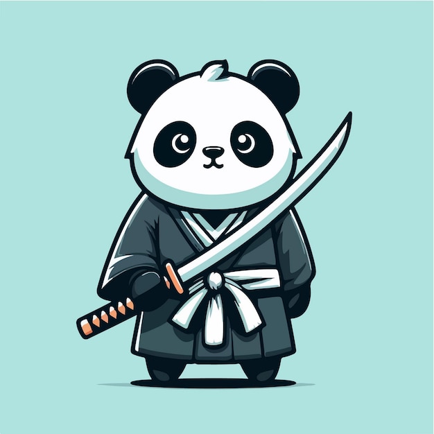 Ilustración vectorial del samurai panda