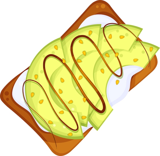 Ilustración vectorial de un sándwich de aguacate comida sana desayuno saludable blog culinario