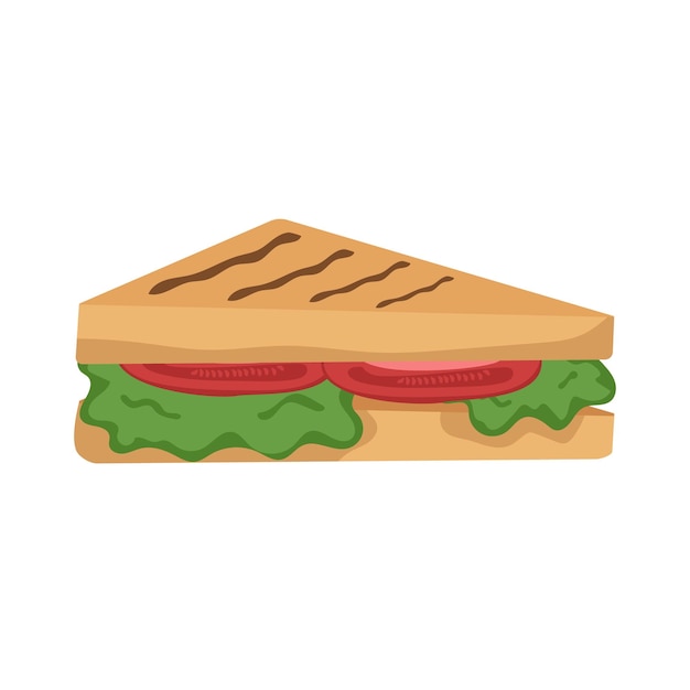 Ilustración vectorial de un sándwich vegano con verduras y ensalada