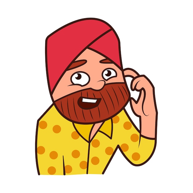 Ilustración vectorial de un sardar punjabi confuso