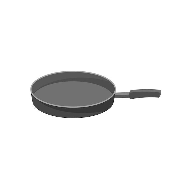 Ilustración vectorial de una sartén sobre un fondo blanco.