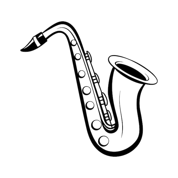 Ilustración vectorial de saxofón Diseño elegante de instrumentos musicales para el arte del jazz y la orquesta