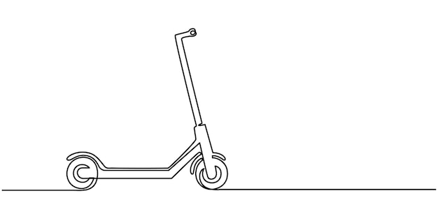 Ilustración vectorial de scooter de dibujo continuo de una línea en un fondo blanco Scooter en continuar