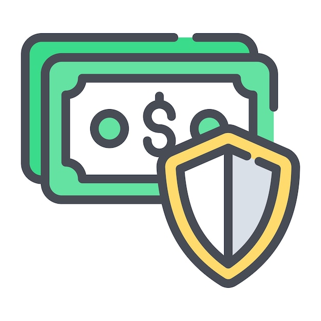 Ilustración vectorial de seguridad financiera de la protección de la cuenta bancaria de dinero seguro