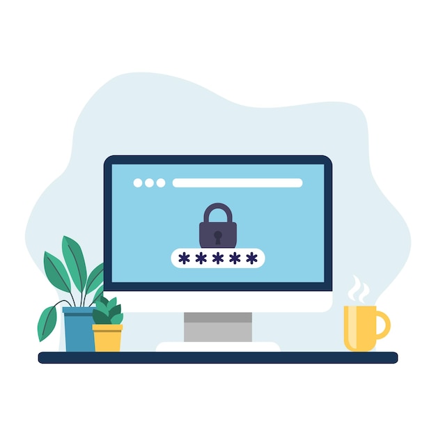 Ilustración vectorial de seguridad informática Cuenta en fondo aislado Concepto de signo de contraseña