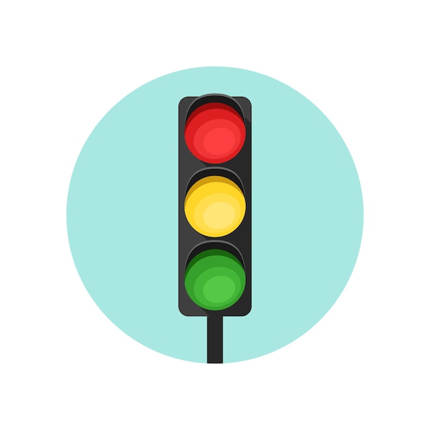 Ilustración vectorial de un semáforo. Regulación del tráfico.