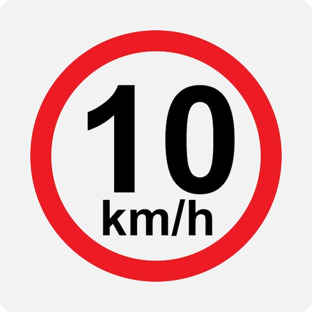 Ilustración vectorial de la señalización del límite de velocidad de 10 km h