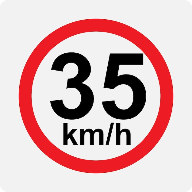 Ilustración vectorial de la señalización del límite de velocidad de 35 km h