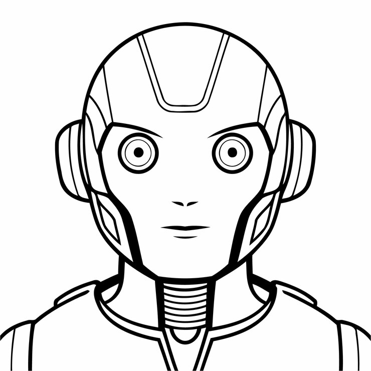 Vector ilustración vectorial sencilla de la actividad de colorear dibujos de robots para niños