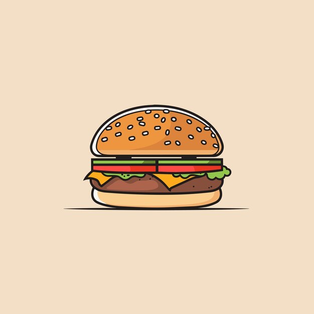 Vector ilustración vectorial sencilla del icono de la hamburguesa plana