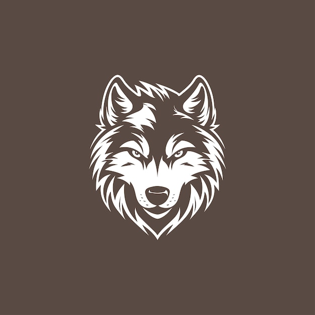 Ilustración vectorial sencilla del logotipo de la cabeza del lobo aullador