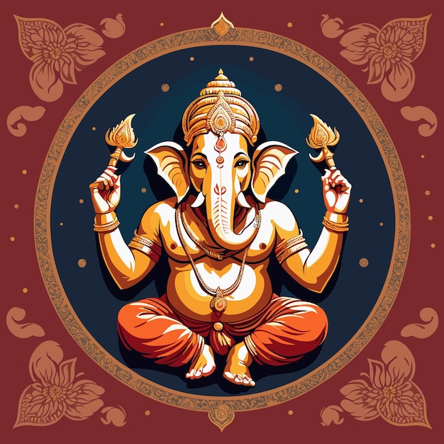 Ilustración vectorial del señor Ganpati para el festival ganesh chaturthi de la india