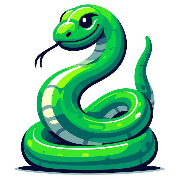 Vector ilustración vectorial de una serpiente de dibujos animados aislada en un fondo blanco