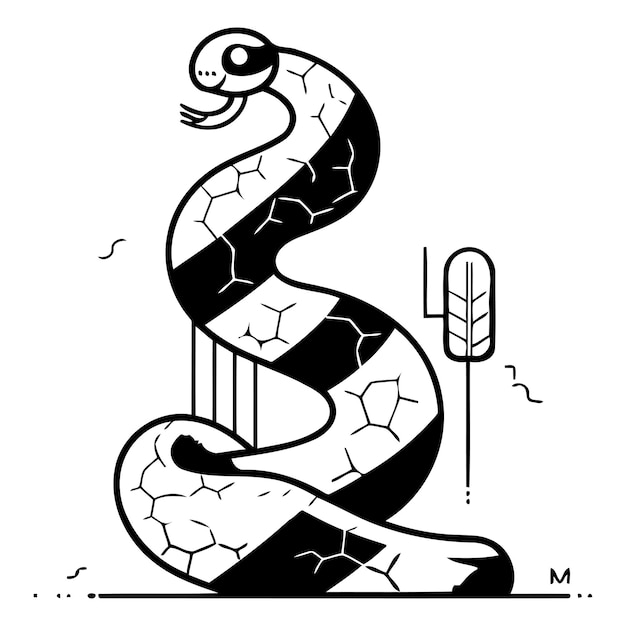 Vector ilustración vectorial de serpiente en estilo plano aislado sobre fondo blanco