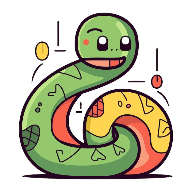 Vector ilustración vectorial de serpiente personaje de dibujos animados de serpiente ilustración vectorial