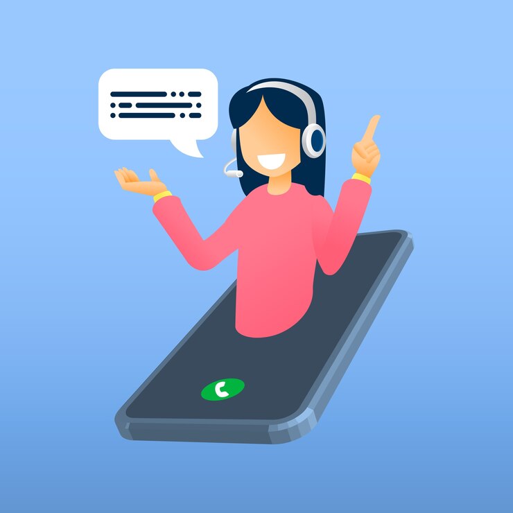 Vector ilustración vectorial, servicio al cliente, operadora de línea directa femenina asesora al cliente