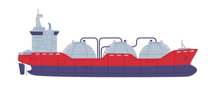 Vector ilustración vectorial del servicio de logística de entrega de mercancías en buques de carga