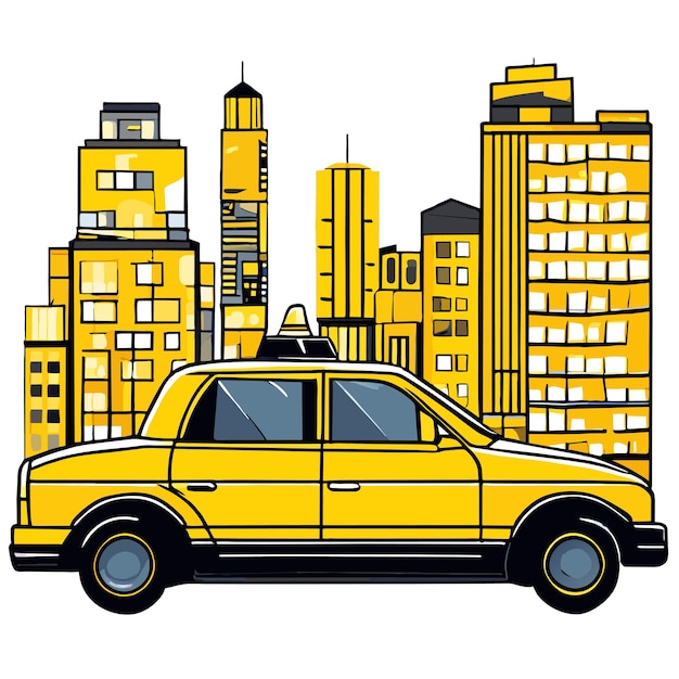 Ilustración vectorial del servicio de taxi de transporte en la ciudad