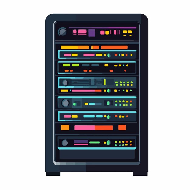 Ilustración vectorial del servidor de la silueta de la torre en color