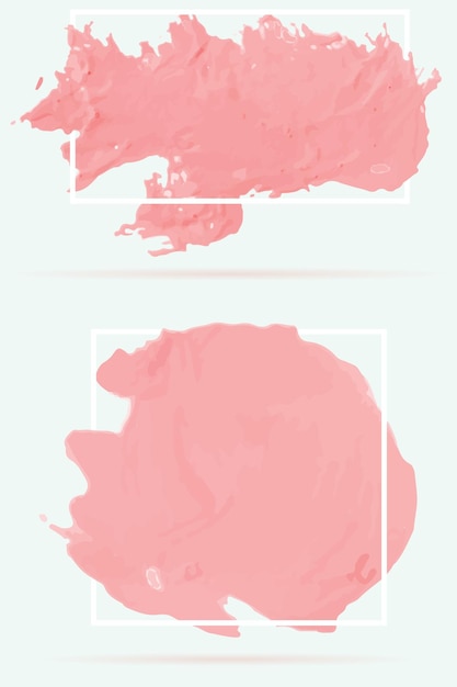 Ilustración vectorial set colección rosa acuarela splash marco rectangular blanco