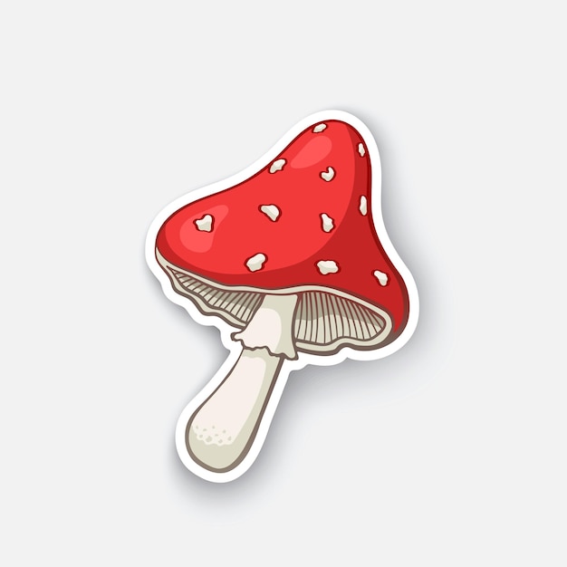 Ilustración vectorial Seta Amanita Seta venenosa agárico de mosca Pegatina de dibujos animados