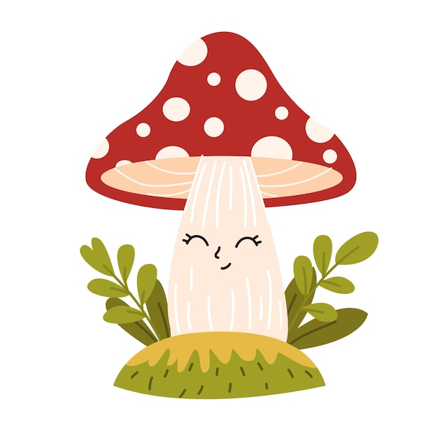 Ilustración vectorial de setas agáricas de mosca sobre un fondo blanco