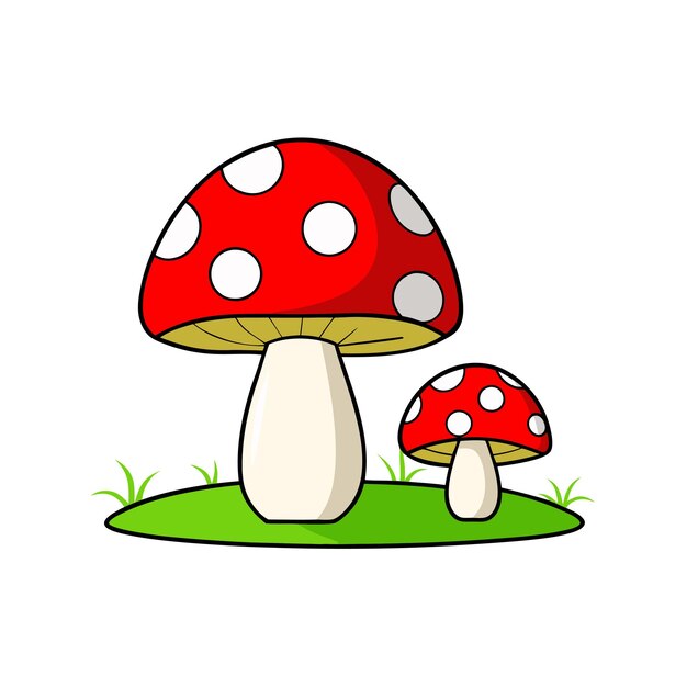 Ilustración vectorial de setas con tapas rojas y manchas blancas