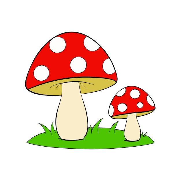 Ilustración vectorial de setas con tapas rojas y manchas blancas