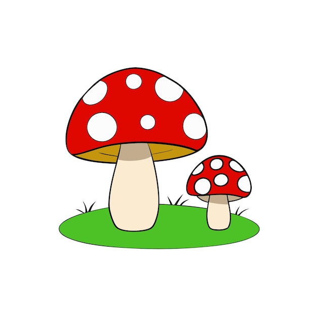 Ilustración vectorial de setas con tapas rojas y manchas blancas