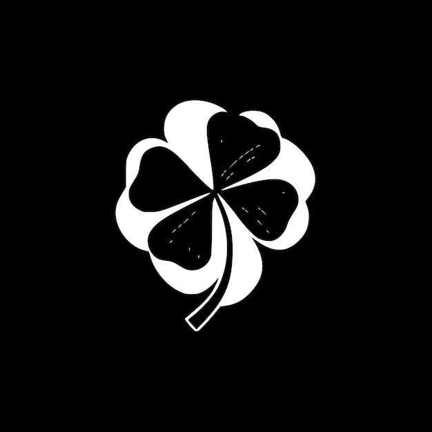 Vector ilustración vectorial de shamrock en blanco y negro