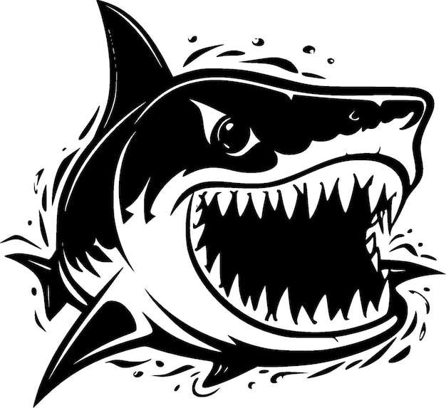 Vector ilustración vectorial de shark minimalist y flat logo