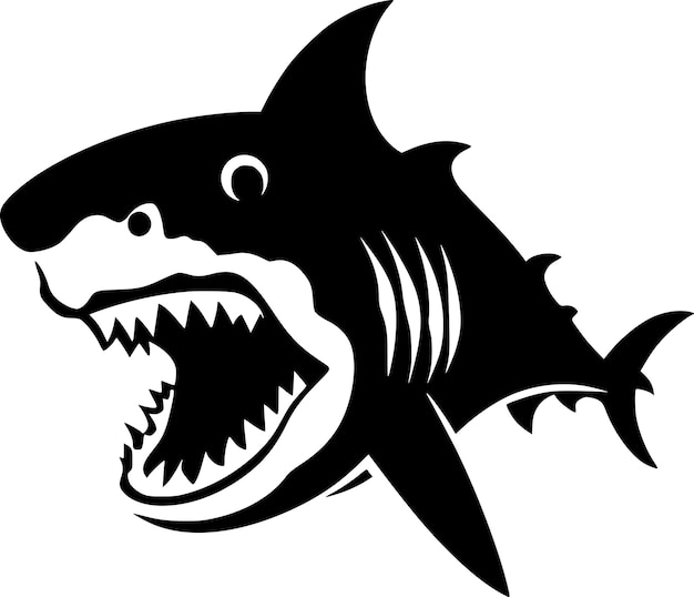 Vector ilustración vectorial de shark minimalist y flat logo