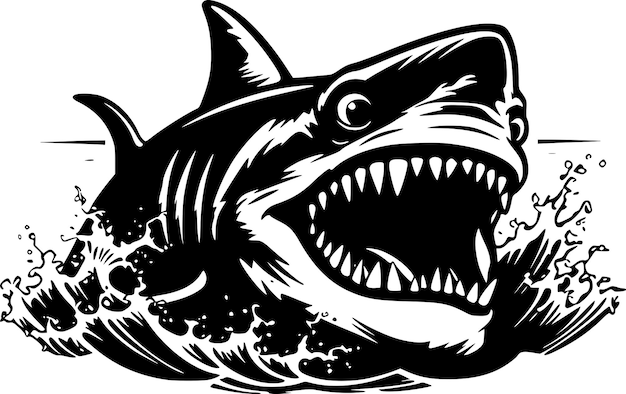 Vector ilustración vectorial de shark minimalist y flat logo