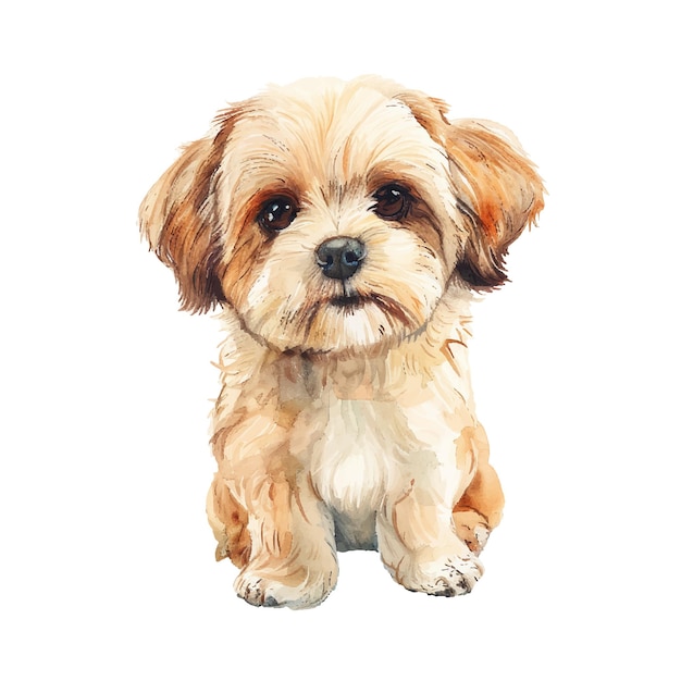 Ilustración vectorial de Shih Tzu en estilo acuarela