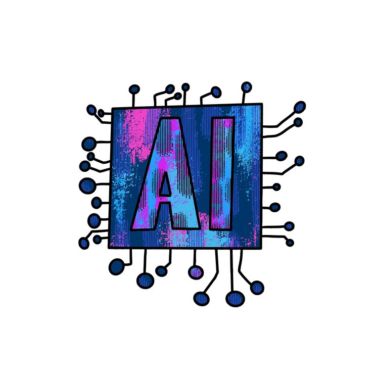 Vector ilustración vectorial de signo de ia en estilo doodle
