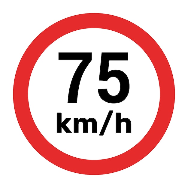 Ilustración vectorial del signo de límite de velocidad 75 km h