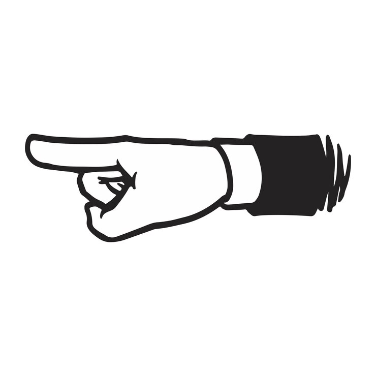 Ilustración vectorial del signo de la mano de señalización en dibujo en blanco y negro