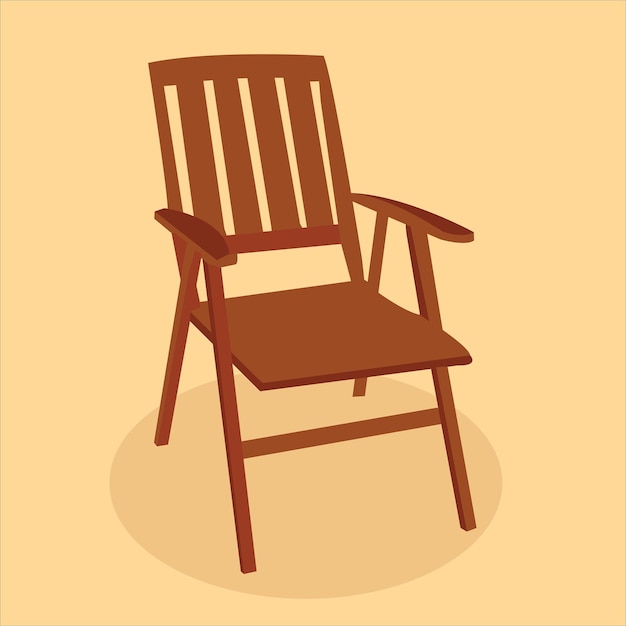 Ilustración vectorial de una silla de madera vintage de color marrón claro de estilo antiguo