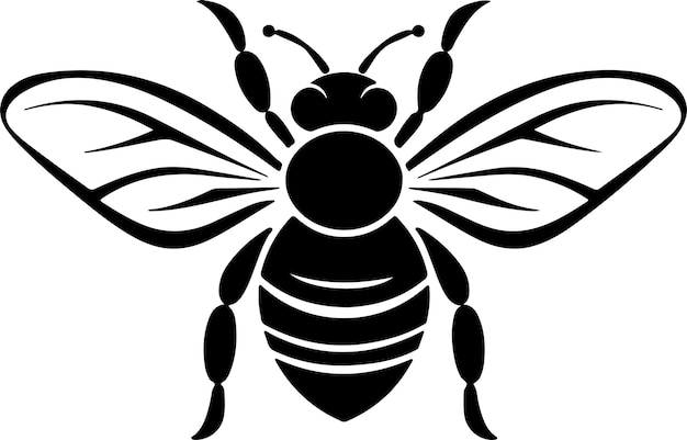 Vector ilustración vectorial de silueta de abeja fondo blanco