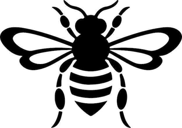 Ilustración vectorial de silueta de abeja Fondo blanco